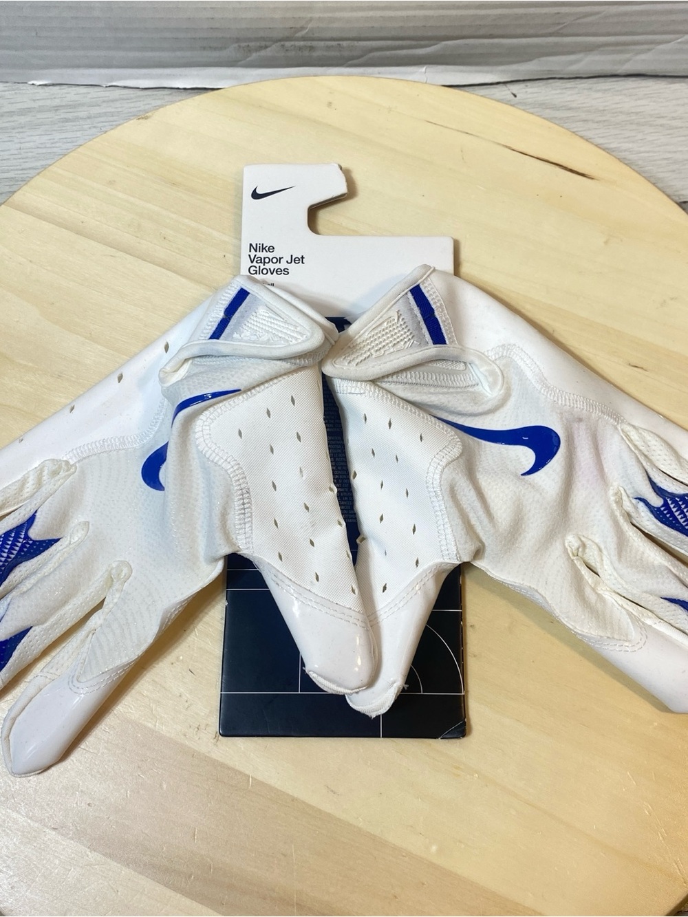 New Nike Vapor Jet Football Gloves - White/Royal Blue - Adult Large - NWT